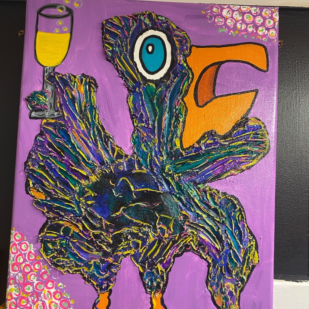 Colorful Abstract Pelican Painting